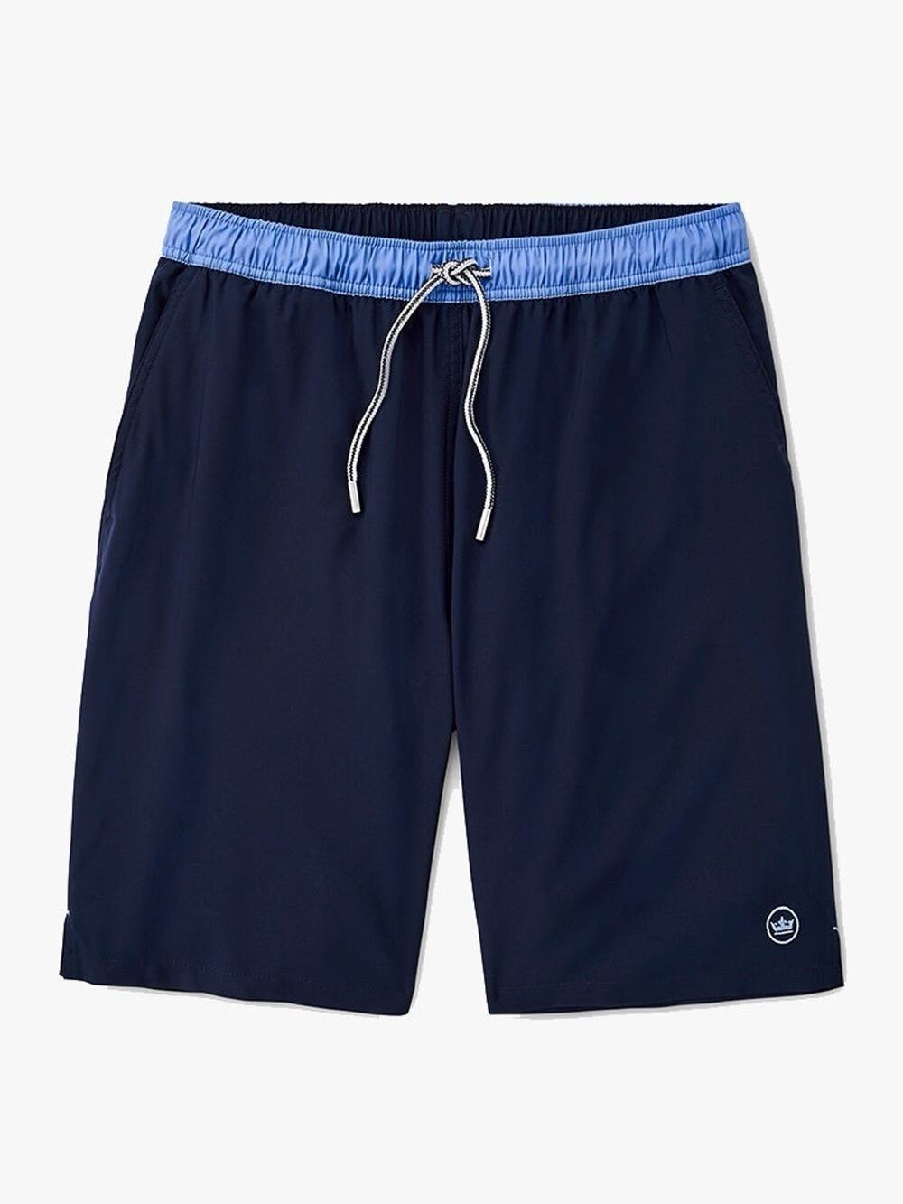 Peter Millar Seaside Collection Men’s Crown Seal Solid Swim Trunks Navy Blue 2XL